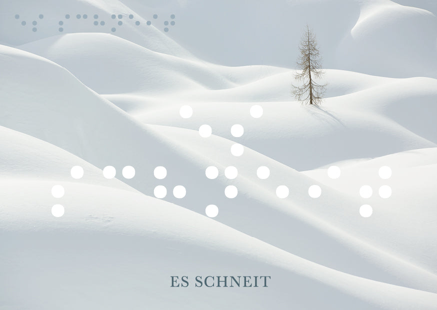 Es schneit Braille-Postkarte
